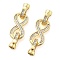 Brass with Clear Cubic Zirconia Fold Over Clasps, Infinity , Real 18K Gold Plated, 40mm, Hole: 1mm