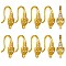 10 Pairs Brass Micro Pave Clear Cubic Zirconia Earring Hooks, Ear Wire, with Loops, Leaf, Real 18K Gold Plated, 16mm, Hole: 1mm, Pin: 0.8mm