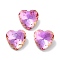 Glass Rhinestone Cabochons, Point Back & Back Plated, Faceted, Heart, Fuchsia, 10x10x5mm