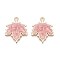 Autumn Theme Zinc Alloy Pendants, with Enamel, Maple Leaf, Light Gold, Navajo White, 24x19x2mm, Hole: 1.6mm