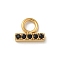 Ion Plating(IP) 304 Stainless Steel with Rhinestone Charms, Real 14K Gold Plated, Rectangle Charm, Jet, 6x7x2mm, Hole: 2.5mm