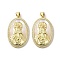 Brass Pave Shell Pendants, Religion Virgin Mary Charms with ABS Imitation Pearl, Real 18K Gold Plated, Oval, 32x20x5mm, Hole: 3.5x5mm
