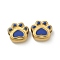 Ion Plating(IP) 304 Stainless Steel Beads, with Enamel, Real 18K Gold Plated, Cat Paw Print, Mauve, 14x15x7mm, Hole: 3mm