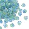 Transparent Glass Beads Caps, with Glitter Powder, Pale Turquoise, 12x8mm, Hole: 1.4mm, 1250pcs/1000g