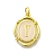 Brass Pendants, with Enamel, Oval with Letter, Real 18K Gold Plated, with Jump Ring, Letter Y, 20x15~15.5x2mm, Hole: 3.5mm