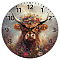 MDF Printed Wall Clock, for Home Living Room Bedroom Decoration, Flat Round, Cattle, 300mm