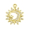 Brass Micro Pave Clear Cubic Zirconia Pendants, Sun with Moon & Star Charms, Golden, 15x12.5x1.5mm, Hole: 1.2mm
