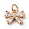 Brass Micro Pave Cubic Zirconia Pendants, Bowknot Charms, with Jump Ring, Cadmium Free & Lead Free, Rack Plating, Long-Lasting Plated, Light Gold, 8.5x11.5x3.5mm, Hole: 3mm