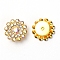 Acrylic Cabochons, with Rhinestone, Flat Round, Golden, Clear AB, 13.5x5mm