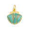 Rack Plating Brass Enamel Pendants, Cadmium Free & Lead Free, Long-Lasting Plated, Real 18K Gold Plated, Shell Shape, Medium Sea Green, 14x13x4mm, Hole: 3mm