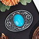 GORGECRAFT Turquoise Stone Buttons 90×66Mm Belt Buckles Men American Western Cowboy Indian Elements Vintage Turquoise Belt Buckle Oval with Flower for Men's Belt PALLOY-WH0104-06AS-4