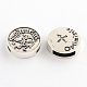 Plaqué argent antique rondes plat style tibétain breloques coulissantes en alliage X-TIBEB-Q063-06AS-NR-1