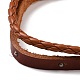 多連ブレスレット  積み重ね可能なブレスレット  模造革で  ワックスコットンコード  木製ビーズ  麻ロープとココナッツの殻  ダークオレンジ  60mm（2-3/8インチ）  1連 /セット BJEW-N0011-012-4