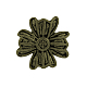 チベットスタイル合金の花のボタン  1穴  カドミウムフリー＆ニッケルフリー＆鉛フリー  アンティークブロンズ  14x14x5.5mm  穴：2mm  約545個/1000g TIBE-2736-AB-NR-1