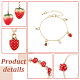 Anattasoul fraise laiton émail pendentif collier et boucles d'oreilles et anneau de manchette ouvert et bracelet à breloques ensembles de bijoux SJEW-AN0001-35-3