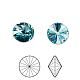 Austrian Crystal Rhinestone Cabochons, Crystal Passions, Foil Back, Faceted Rivoli, 1122, 263_Light Turquoise, 8.164~8.421mm