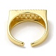 Rectangle Rack Plating Brass Micro Pave Clear Cubic Zirconia Open Cuff Rings RJEW-M162-09G-3