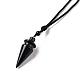 Gemstone Cone Pendant Necklace with Nylon Cord for Women G-A210-05-4