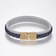 Braided Leather Cord Bracelets BJEW-H561-02D-2