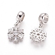 Brass Micro Pave Clear Cubic Zirconia European Dangle Charms OPDL-L016-02P-2