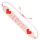 MIYUKIシード編みこみビーズブレスレット  女性のための言葉の愛の心の友情のブレスレット  ピンク  11インチ（28cm） BJEW-Z013-01-5