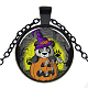 Halloween Theme Glass Pendant Necklaces NJEW-J057-B943-B-1