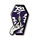 印刷されたアクリルパーツ  ハロウィン用  ヴァンパイアハンドチャーム付き棺  ボトル模様  42x24.5x2.5mm  穴：2mm SACR-F003-01H-3