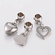 Mixed Shape 304 Stainless Steel European Large Hole Dangle Charms PALLOY-JF00032-1