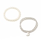 2Pcs 2 Style Alloy Moon Charm Multi-strand Bracelets Set BJEW-JB08158-02-4