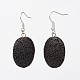 Dyed Oval Synthetic Lava Rock Gemstone Dangle Earrings EJEW-JE01689-1