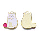 合金エナメルチャーム  カドミウムフリー＆鉛フリー  ライトゴールド  猫  ホワイト  26.5x20x1.5mm  穴：2mm ENAM-N059-95-1