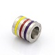 Nice Big Hole 304 Stainless Steel Enamel Column with Multi-Color Line Beads STAS-O041-01-3