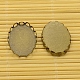 Anciennes supports laiton bronze pour cabochon et cabochons en verre ovales claires et transparentes pour la fabrication de bijoux bricolage KK-MSMC015-14-5
