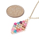 Collier pendentif losange en perles de pierres précieuses mélangées naturelles NJEW-JN04319-3