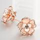Flower Real Rose Gold Plated Tin Alloy Rhinestone Enamel Ear Studs For Women EJEW-BB13369-3