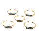 Bracelet manchette ouvert perlé triple colonne turquoise africaine naturelle (jaspe) BJEW-E377-01G-13-1