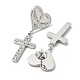Coeur avec croix 304 boucles d'oreilles pendantes en acier inoxydable EJEW-K269-02P-2