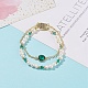Bracciale multifilo con perle naturali e perline di vetro con catenelle in ottone da donna BJEW-TA00077-02-2