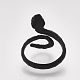 電気泳動合金カフフィンガー指輪  ヘビ  ブラック  サイズ9  19mm RJEW-S038-194A-3