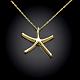 Golden Plated Brass Starfish Pendant Necklaces NJEW-BB01584-2