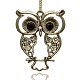 Antique Silver Alloy Rhinestone Owl Large Pendants ALRI-J005-01AS-1