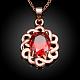 Real Rose Gold Plated Brass Cubic Zirconia Flower Pendant Necklaces NJEW-BB03725-RG-2