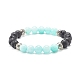 Natural Chalcedony & Natural Lava Rock Round Beads Stretch Bracelet for Her BJEW-JB06920-2