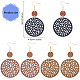 ANATTASOUL 3 Pairs 3 Colors Hollow Flat Round Wood Dangle Stud Earrings with Iron Pins for Women EJEW-AN0003-90-2