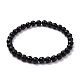 Natural Ebony Wood & Synthetic Black Stone Round Beads Stretch Bracelets Set BJEW-JB07094-6