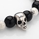 Skull design unique bracelets de pierres précieuses perles extensibles BJEW-JB01847-06-2