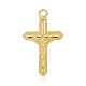 Pendenti con croce crocifisso in lega placcata dorata senza nichel e senza piombo per gioielli pasquali PALLOY-J169-33G-NR-2
