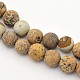 Frosted Round Natural Picture Jasper Beads Strands G-E302-112-8mm-1
