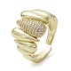 Rack Plating Brass Micro Pave Cubic Zirconia Open Cuff Rings RJEW-K257-01G-1