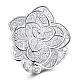 Laiton plaqué argent anneaux de mariage grande fleur RJEW-BB14638-1